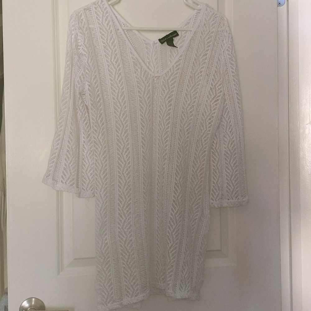 CLUB Z WHITE SLEEVE STRETCH BIKINI COVER-UP DRESS